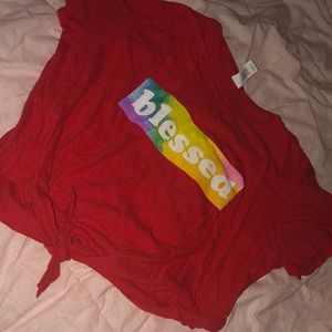 “Blessed” Cute Red Crop Top